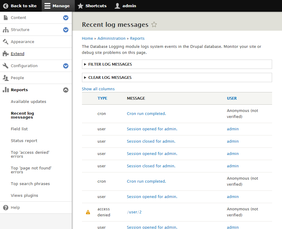 Drupal Logs